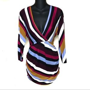 Motherhood maternity top. V neck with side ruching